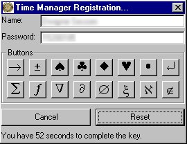 Time Magager's Registration Key Entry Form